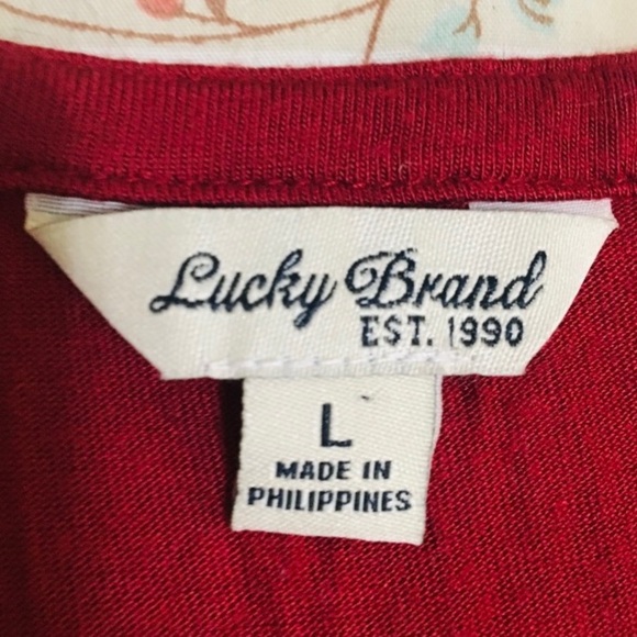 Red/Burgundy Velvet Lucky Brand Long Sleeve Blouse - Picture 12 of 12